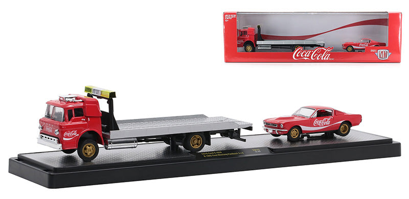 Coca-Cola - 1970 Ford C-50 and 1965 Ford Mustang Fastback 2+2 (M2 Machines Auto-Haulers 56000-TW15)