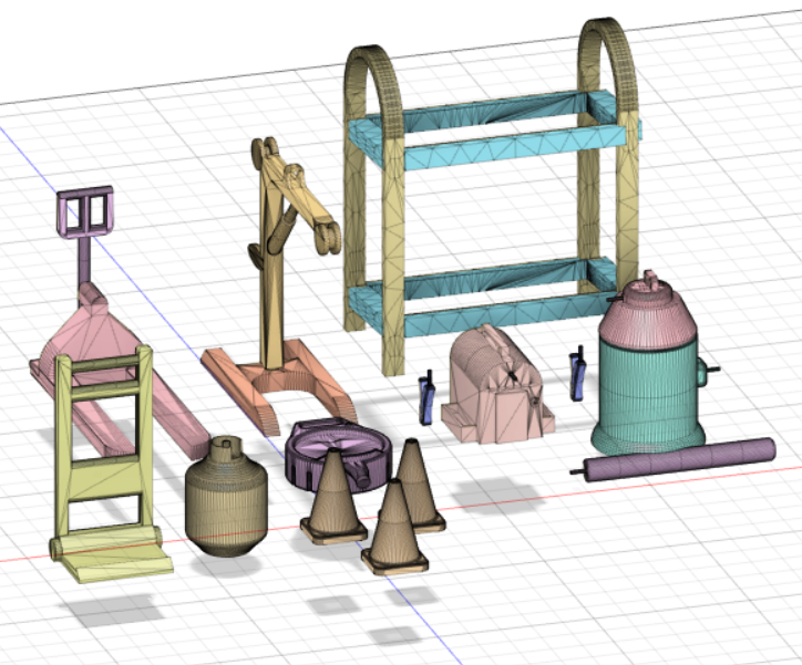 Set of accessories for garage diorama (made by 3D) 1/24