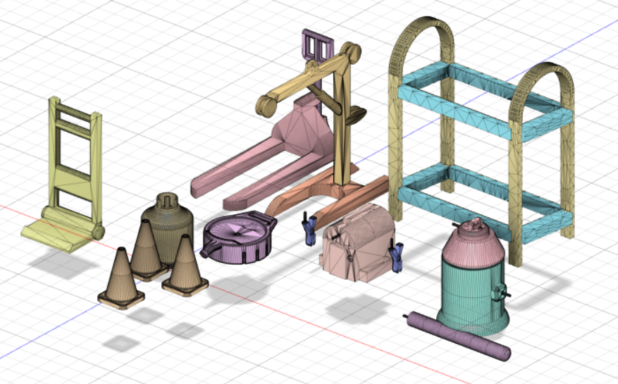 Set of accessories for garage diorama (made by 3D) 1/24