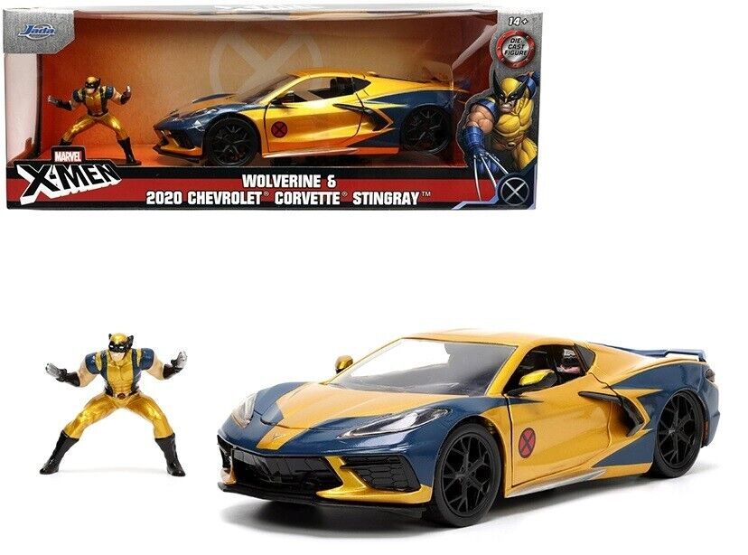 Chevrolet Corvette C8 Stingray 2020 &amp; X-Men Wolverine Figure