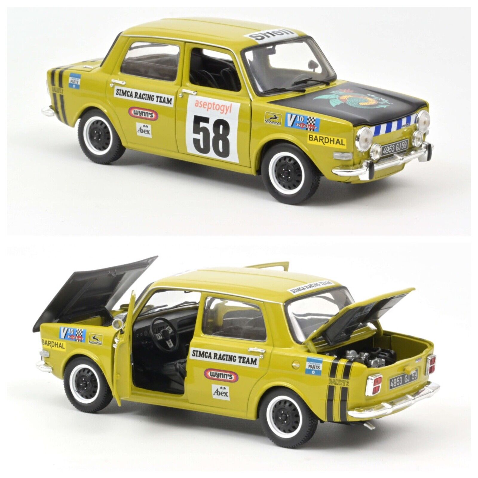 ワンオフカスタム 1/18 NOREV シムカ 1000 Rallye2 SRT 1/18 Norev Simca 1000 Rallye 2 SRT 1973 #58 Acide Green