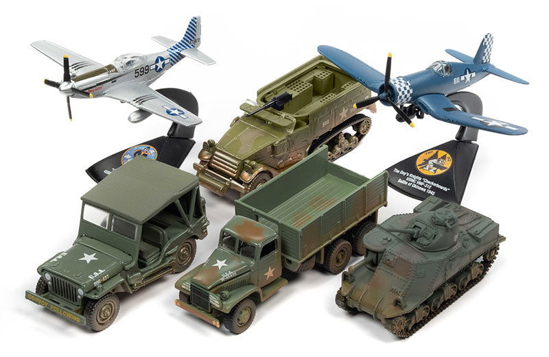 Ensemble de 6 Johnny Lightning Pacific Theater Warriors Version B – 2022 Release 1 (JLML007)