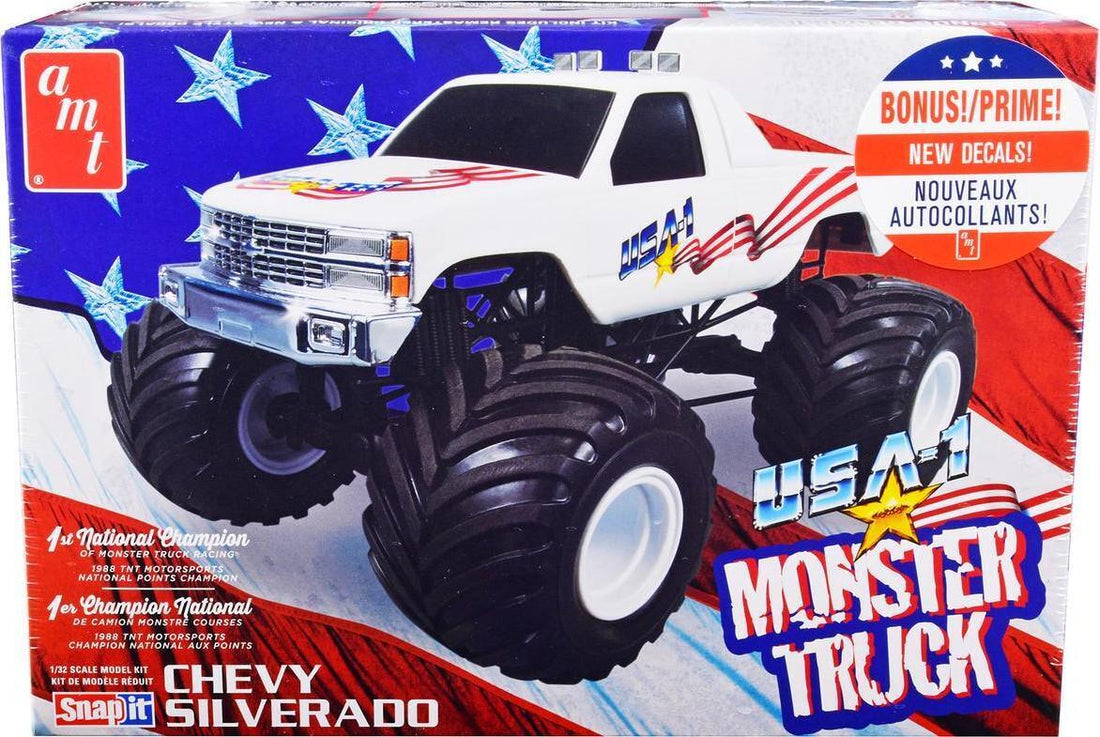 Chevrolet Silverado USA-1 Monster Truck 1/32 Scale Skill 1 Snap Model Kit