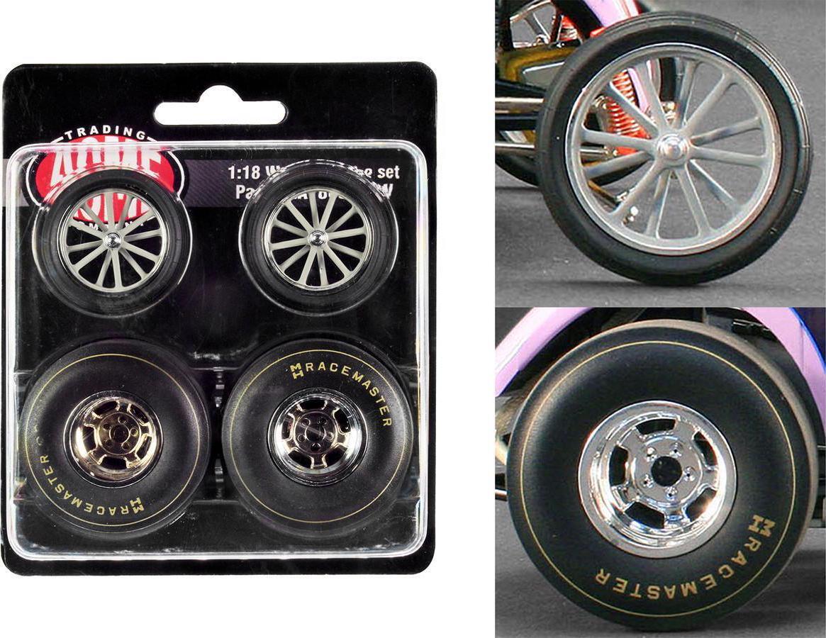 Altered Dragster Chrome Wheels and Tires Set