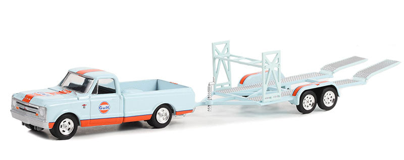 "Gulf Oil" 1968 Chevrolet C-10 Shortbed Pickup and Tandem Car Trailer, Hitch &amp; Tow Series 27
