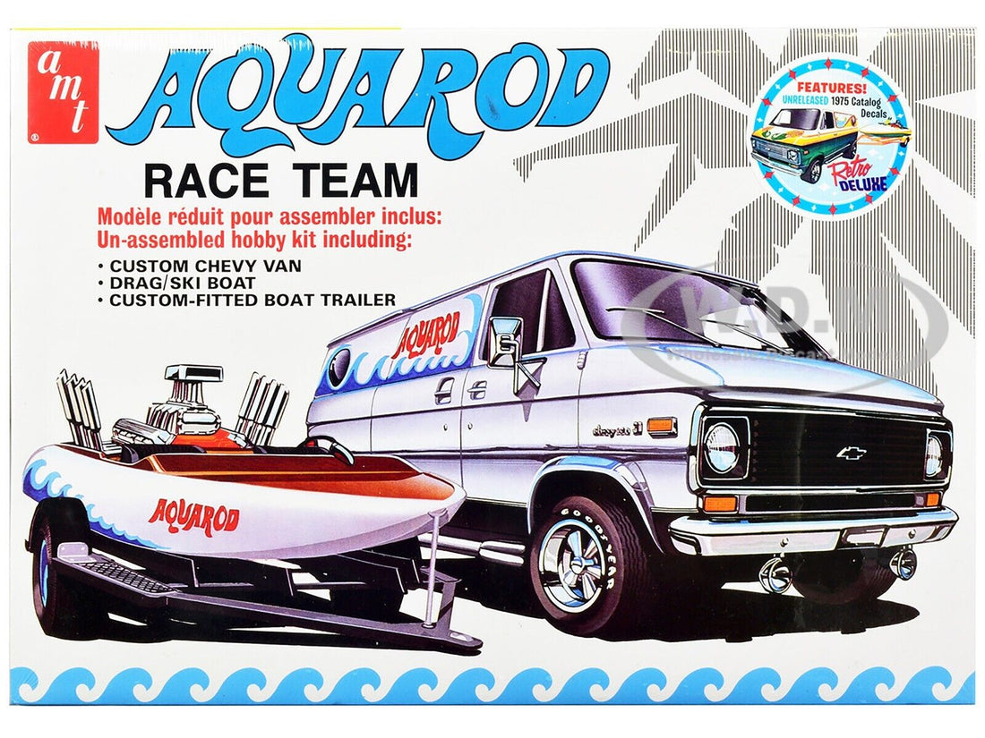 CHEVROLET VAN W/BOAT &amp; TRAILER &quot;AQUA ROD&quot; 1/25 AMT
