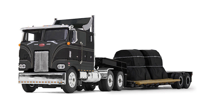 Peterbilt Model 352 COE with 110" Sleeper and Turbo Wings and Rogers Vintage Lowboy Trailer with Coil Load