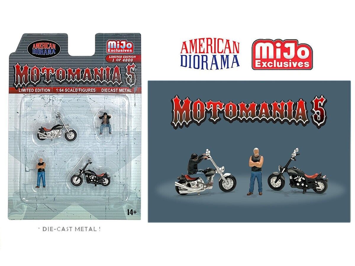 1:64 Motomania 5 New Chopper Bikes Diecast Figures