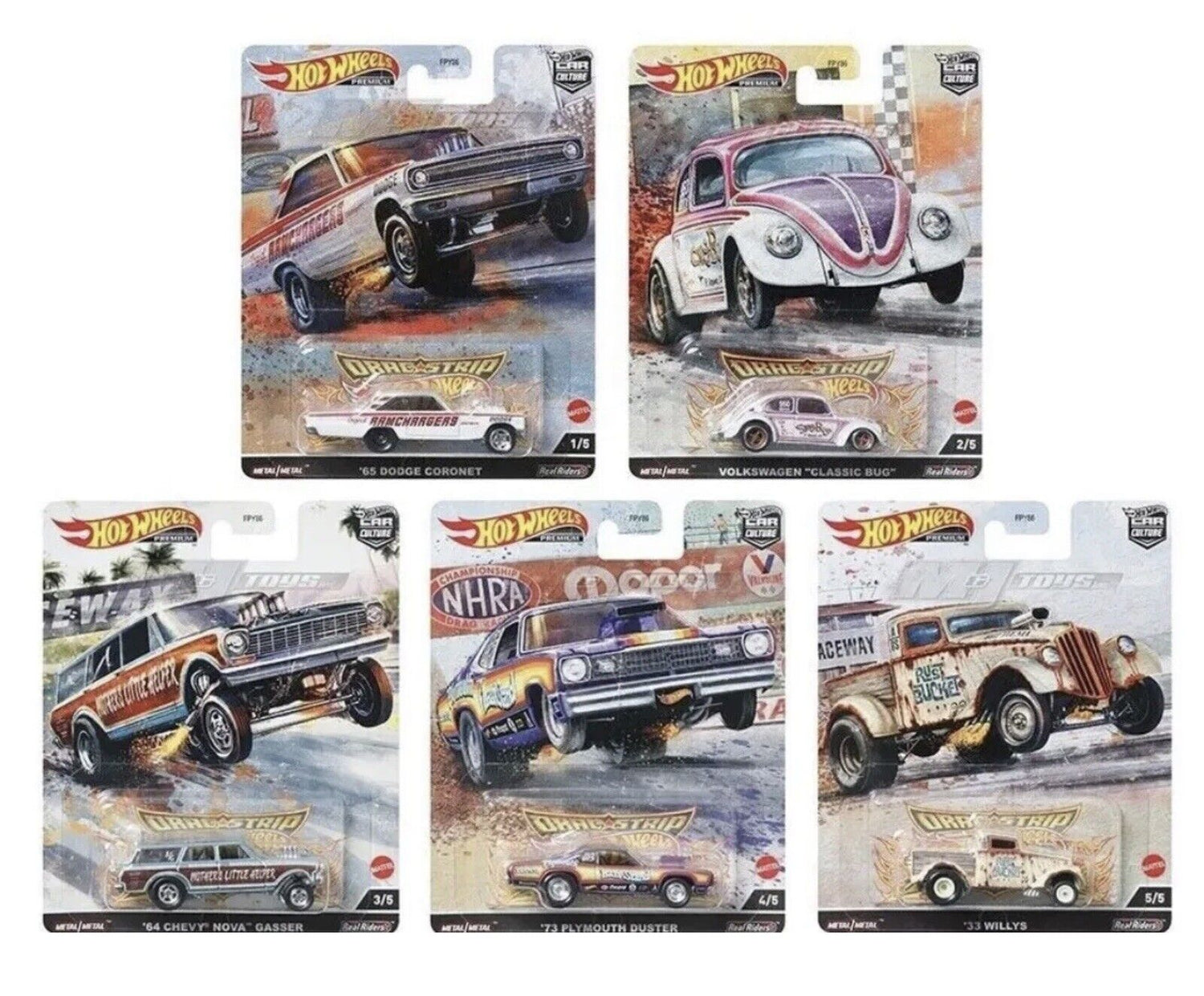 1/64 Hot Wheels PREMIUM 2023 CAR CULTURE - DRAG STRIP DEMONS Set of 5