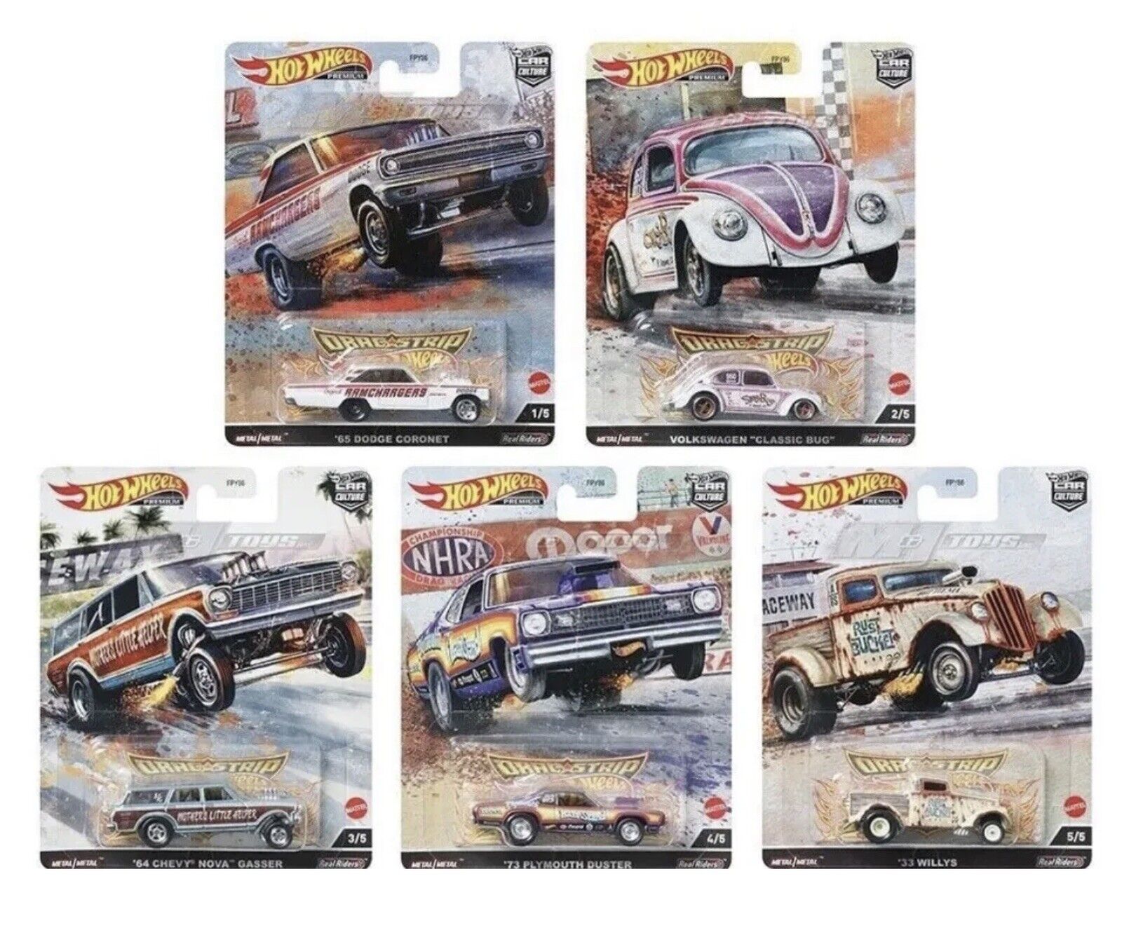 1/64 Hot Wheels PREMIUM 2023 CAR CULTURE - DRAG STRIP DEMONS Set of 5